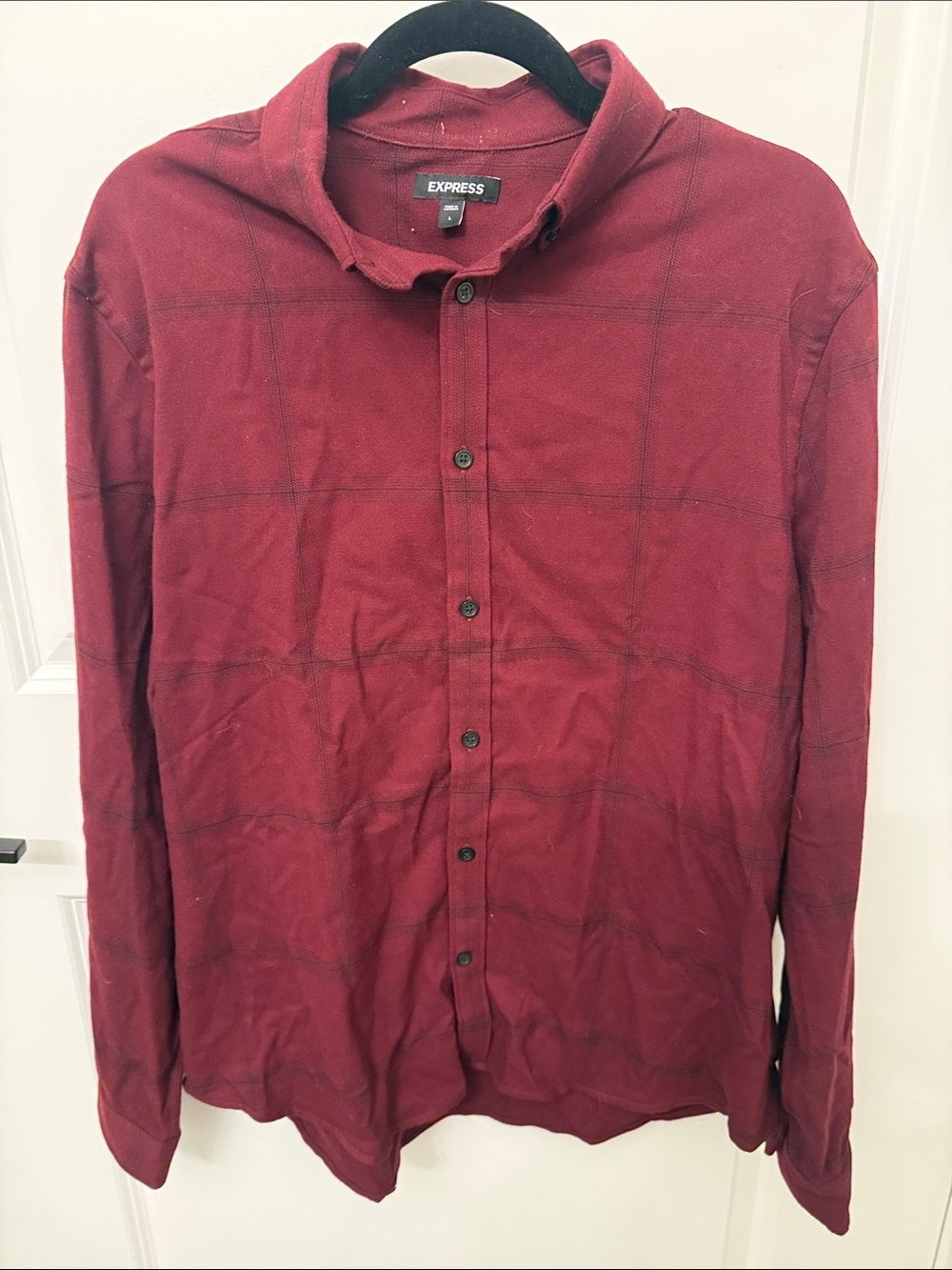 Express Men's Dark Red Lightweight Button-Up Shirt Jacket